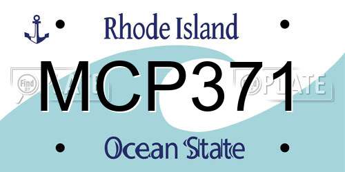 MCP371 Rhode Island License Plate