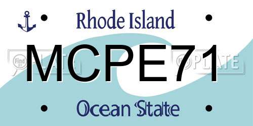 MCPE71 Rhode Island License Plate