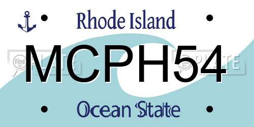 MCPH54 Rhode Island License Plate