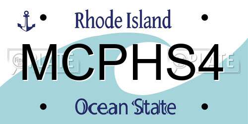 MCPHS4 Rhode Island License Plate
