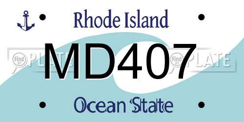 MD407 Rhode Island License Plate