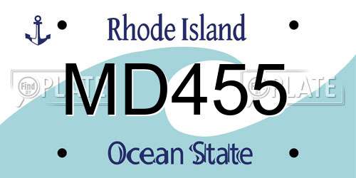 MD455 Rhode Island License Plate