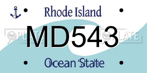 MD543 Rhode Island License Plate