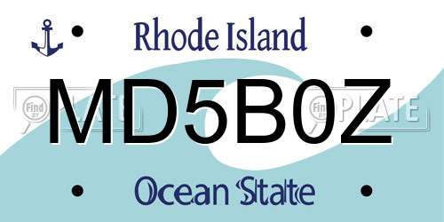 MD5B0Z Rhode Island License Plate