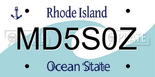 MD5S0Z Rhode Island License Plate