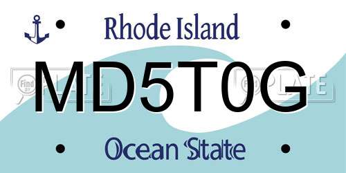 MD5T0G Rhode Island License Plate