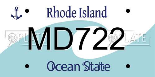 MD722 Rhode Island License Plate