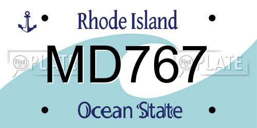 MD767 Rhode Island License Plate