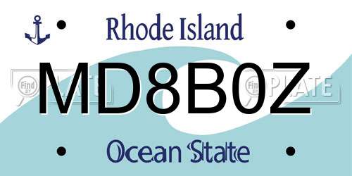 MD8B0Z Rhode Island License Plate