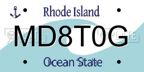 MD8T0G Rhode Island License Plate
