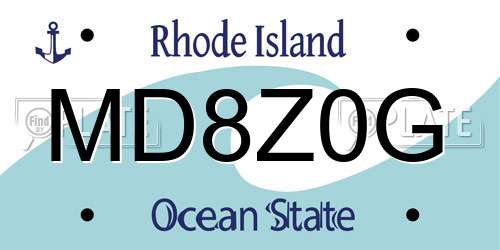 MD8Z0G Rhode Island License Plate