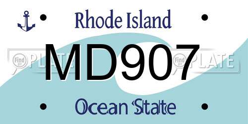 MD907 Rhode Island License Plate
