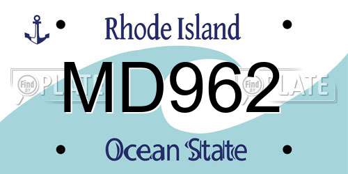 MD962 Rhode Island License Plate