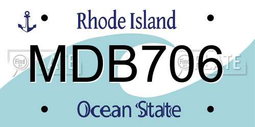 MDB706 Rhode Island License Plate