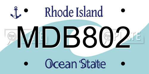 MDB802 Rhode Island License Plate