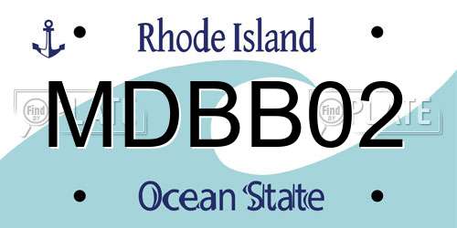 MDBB02 Rhode Island License Plate