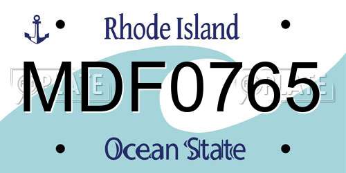 MDF0765 Rhode Island License Plate