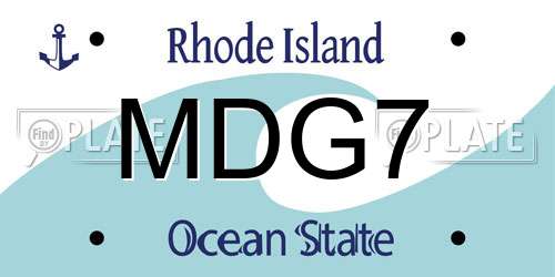 MDG7 Rhode Island License Plate