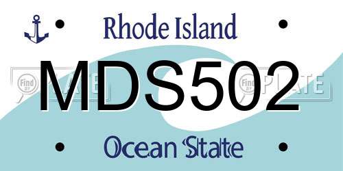 MDS502 Rhode Island License Plate
