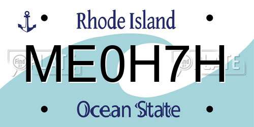 ME0H7H Rhode Island License Plate