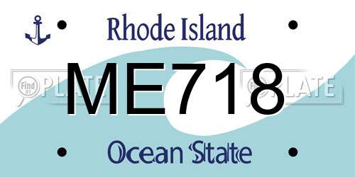 ME718 Rhode Island License Plate