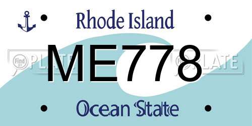 ME778 Rhode Island License Plate