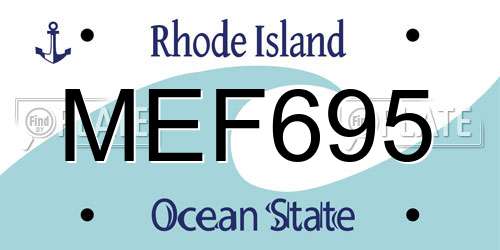 MEF695 Rhode Island License Plate