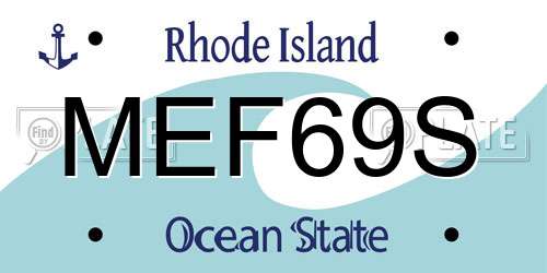 MEF69S Rhode Island License Plate