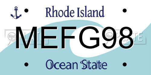 MEFG98 Rhode Island License Plate