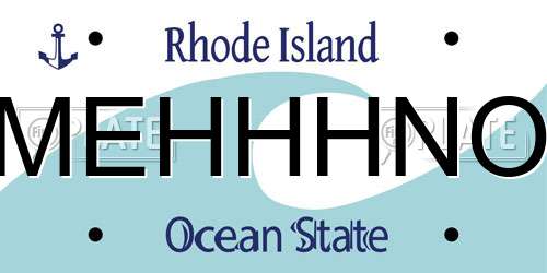 MEHHHNO Rhode Island License Plate