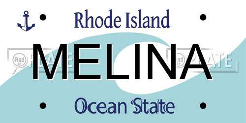 MELINA Rhode Island License Plate