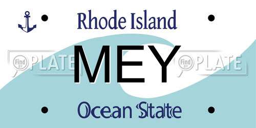 MEY Rhode Island License Plate