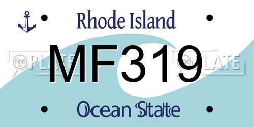 MF319 Rhode Island License Plate