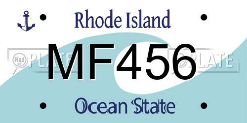 MF456 Rhode Island License Plate
