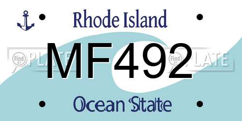 MF492 Rhode Island License Plate