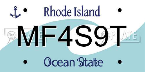 MF4S9T Rhode Island License Plate