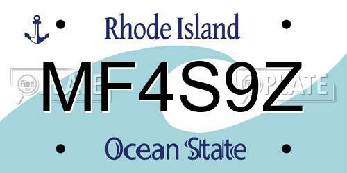 MF4S9Z Rhode Island License Plate