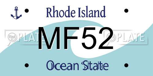 MF52 Rhode Island License Plate