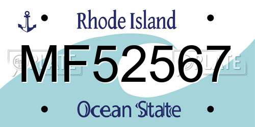 MF52567 Rhode Island License Plate