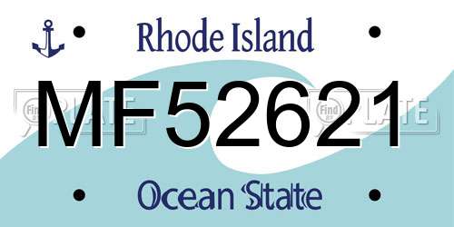 MF52621 Rhode Island License Plate