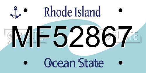 MF52867 Rhode Island License Plate