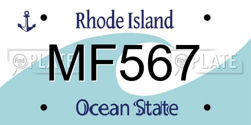 MF567 Rhode Island License Plate