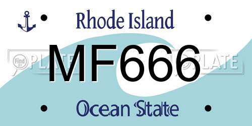 MF666 Rhode Island License Plate