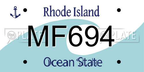 MF694 Rhode Island License Plate