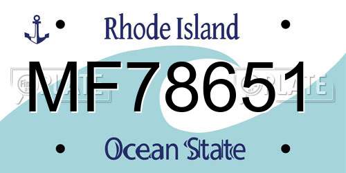 MF78651 Rhode Island License Plate