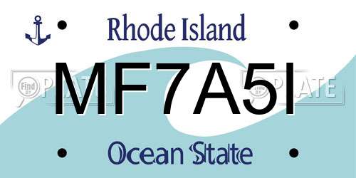 MF7A5I Rhode Island License Plate