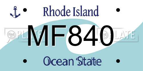 MF840 Rhode Island License Plate