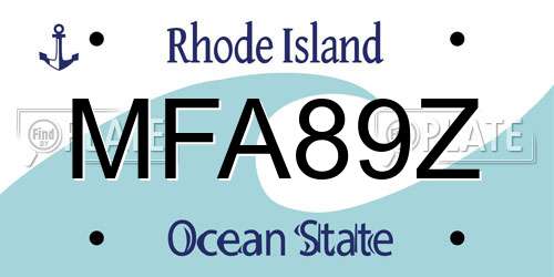 MFA89Z Rhode Island License Plate