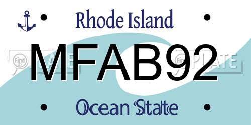 MFAB92 Rhode Island License Plate