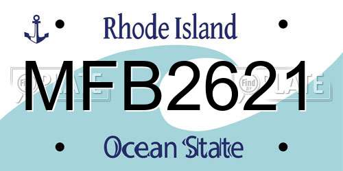 MFB2621 Rhode Island License Plate
